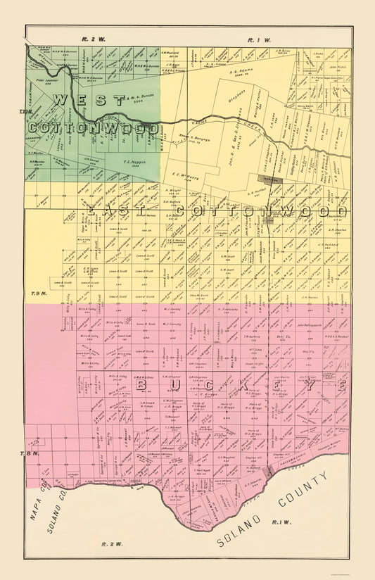 Historic County Map - Yolo Southeast County California - De Pue 1879 - 23 x 35.57 - Vintage Wall Art