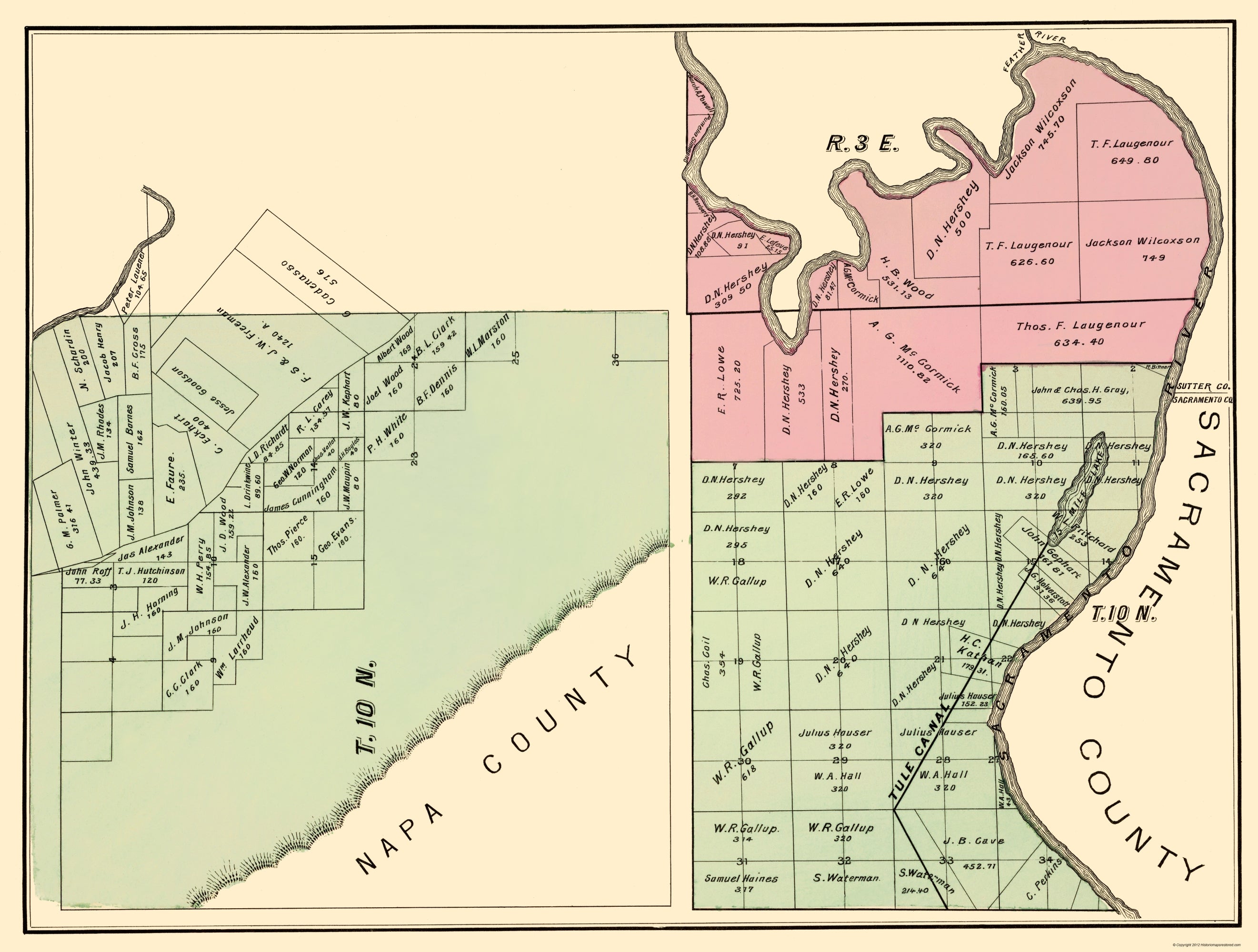 Historic County Map - Yolo County California - De Pue 1879 - 23 X 30.3 ...