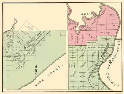 Historic County Map - Yolo County California - De Pue 1879 - 23 x 30.38 - Vintage Wall Art