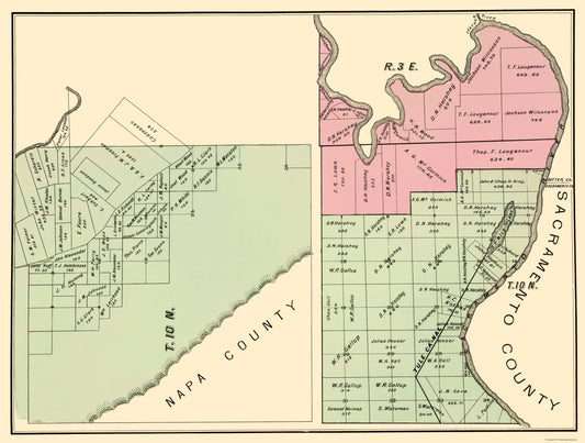 Historic County Map - Yolo County California - De Pue 1879 - 23 x 30.38 - Vintage Wall Art