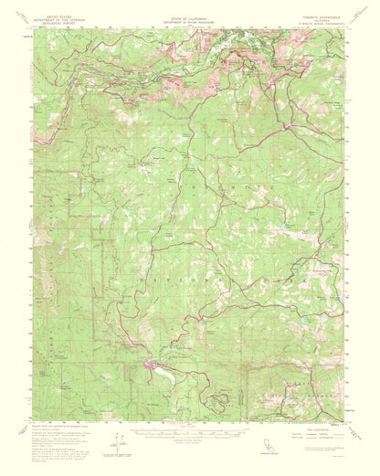 Topographical Map - Yosemite California Quad - USGS 1956 - 23 x 28.81 - Vintage Wall Art