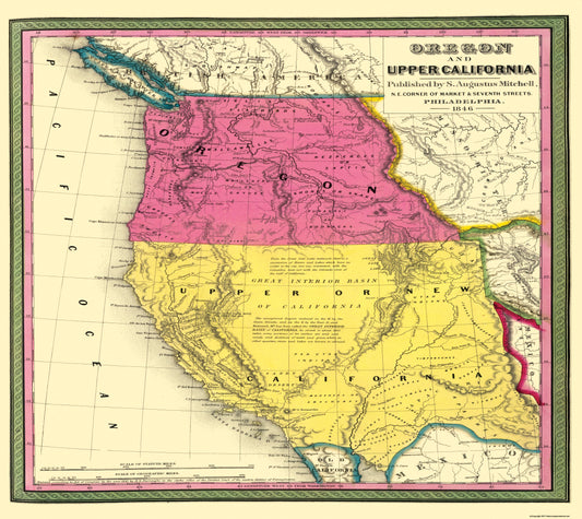 Historic State Map - California Oregon - Mitchell 1846 - 25.81 x 23 - Vintage Wall Art