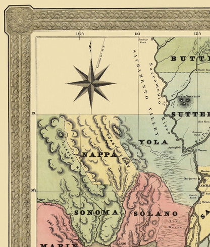 Historic Mine Map - California Mining District - Jackson 1851 - 23 x 27.13 - Vintage Wall Art
