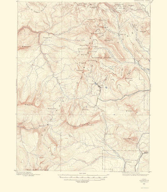 Topographical Map - Anthracite Colorado Sheet - USGS 1956 - 23 x 26.40 - Vintage Wall Art