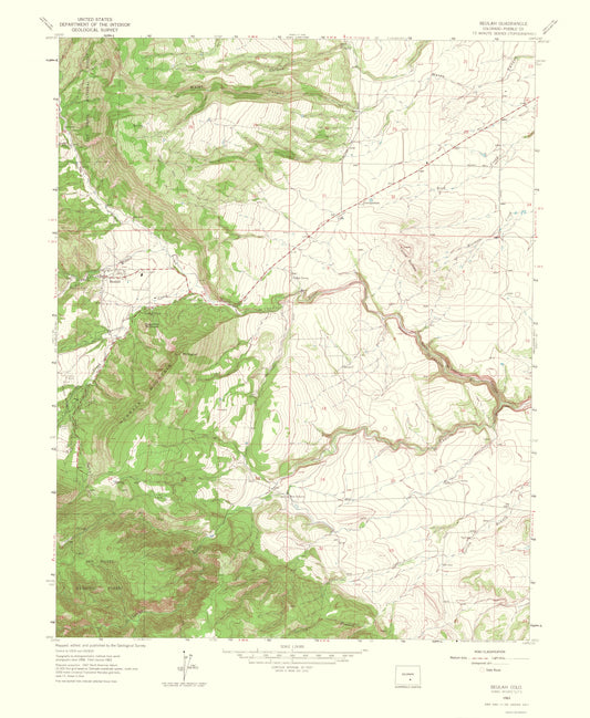 Topographical Map - Beulah Colorado Quad - USGS 1966 - 23 x 28.01 - Vintage Wall Art