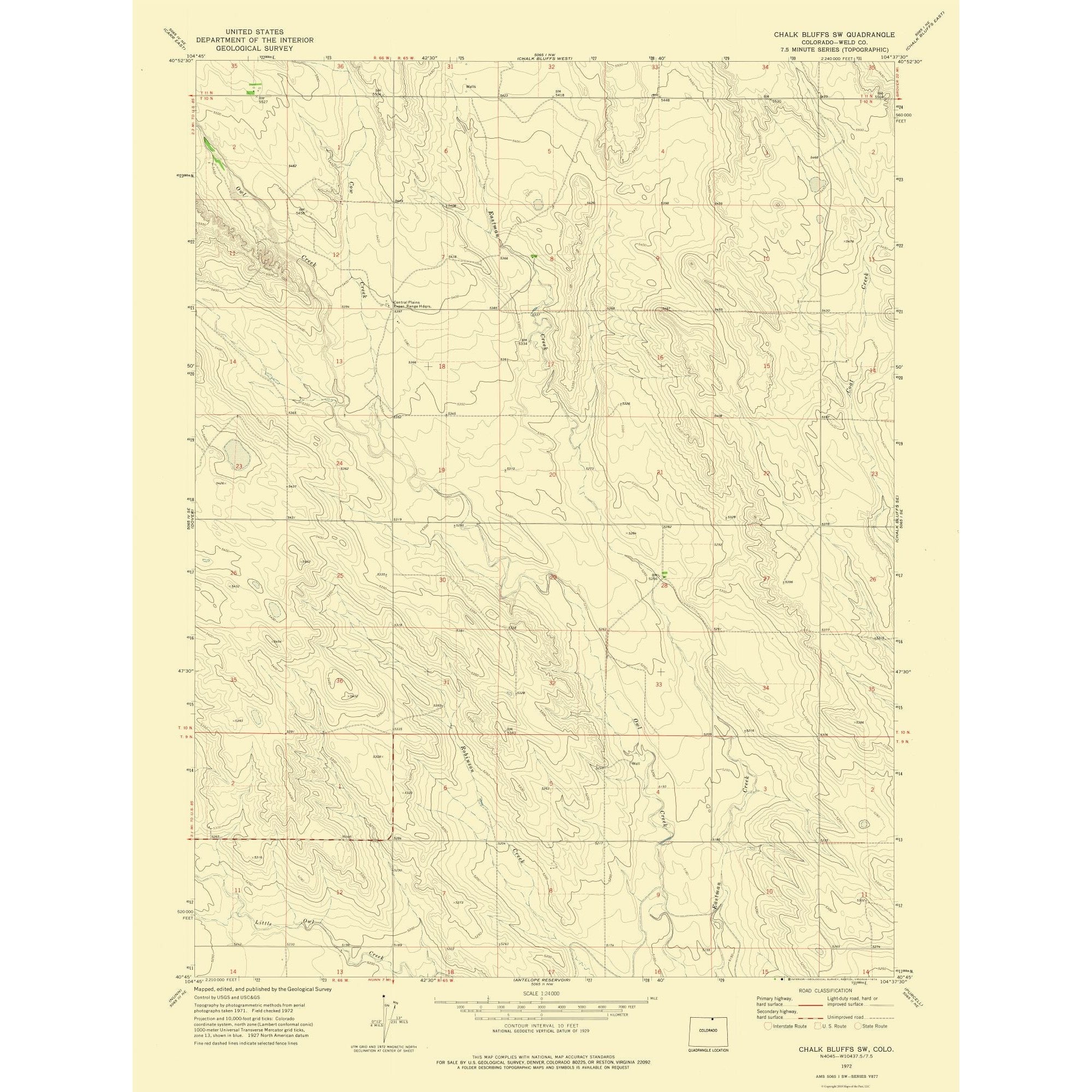 Topographical Map - Chalk Bluffs SouthwestColorado Quad - USGS 1972 ...