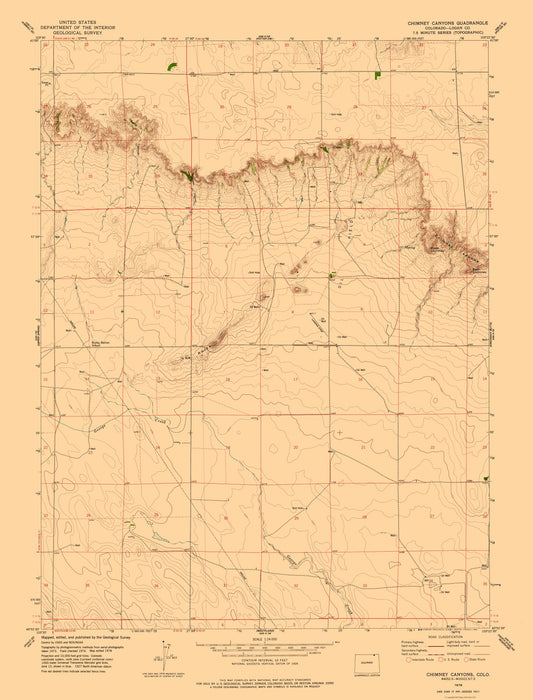 Topographical Map - Chimney Canyon Colorado Quad - USGS 1978 - 23 x 30.21 - Vintage Wall Art