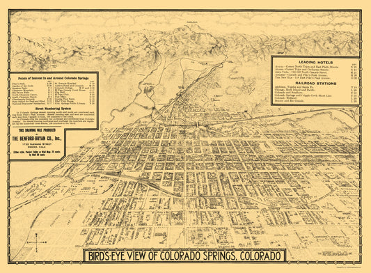 Historic Panoramic View - Colorado Springs Colorado - Stoner 1882 - 23 x 31.30 - Vintage Wall Art