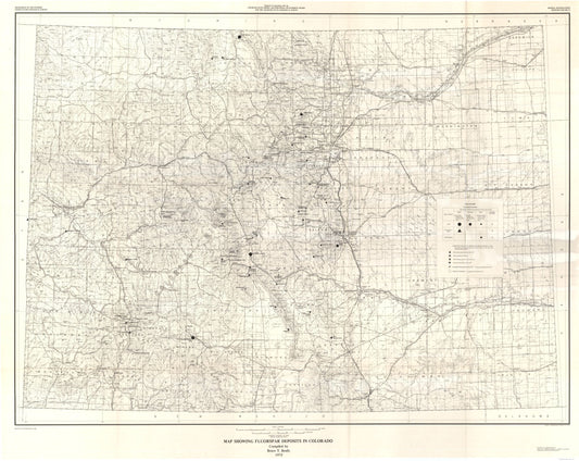 Historic Mine Map - Fluorspar Deposits in Colorado - Brady 1975 - 28.90 x 23 - Vintage Wall Art