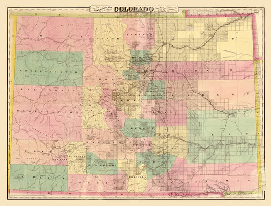 Historic State Map - Colorado - Colton 1878 - 30.30 x 23 - Vintage Wall Art