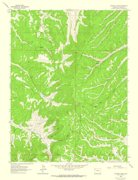 Topographical Map - Calamity Ridge Colorado Quad - USGS 1962 - 23 x 29.87 - Vintage Wall Art