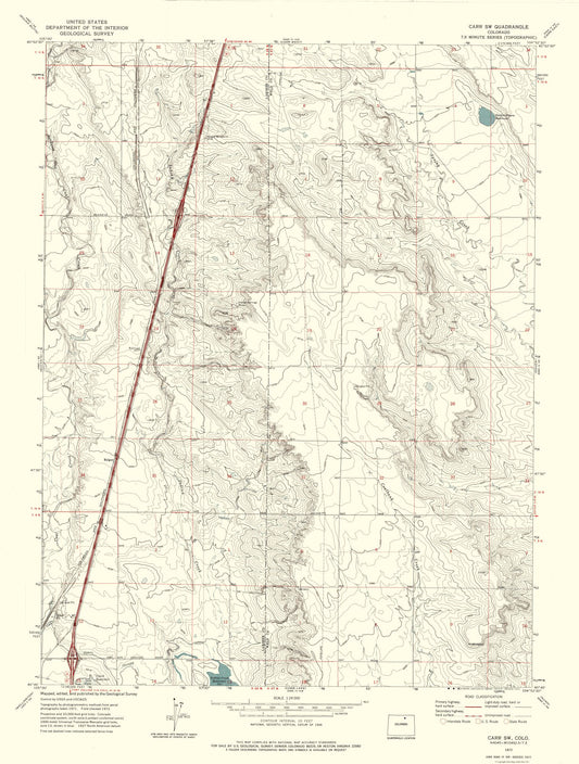 Topographical Map - Carr Southwest Colorado Quad - USGS 1972 - 23 x 30.38 - Vintage Wall Art
