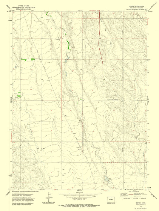 Topographical Map - Dover Colorado Quad - USGS 1972 - 23 x 30.39 - Vintage Wall Art