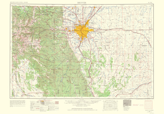 Topographical Map - Denver Colorado Sheet - USGS 1966 - 23 x 32.94 - Vintage Wall Art