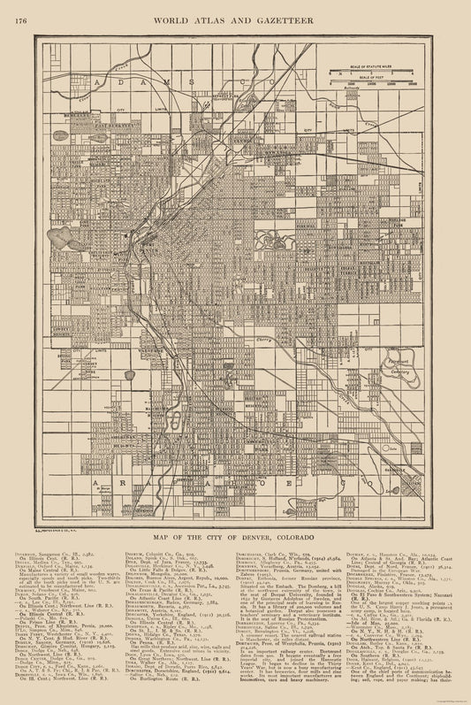 Historic City Map - Denver Colorado - Reynold 1921 - 23 x 34.40 - Vintage Wall Art