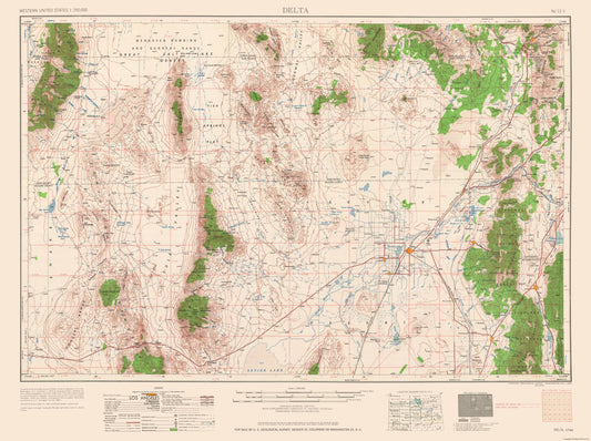 Topographical Map - Delta Colorado Quad - USGS 1962 - 30.82 x 23 - Vintage Wall Art