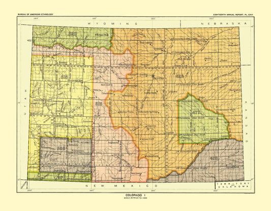 Historic State Map - Colorado - Hoen 1896 - 29.61 x 23 - Vintage Wall Art