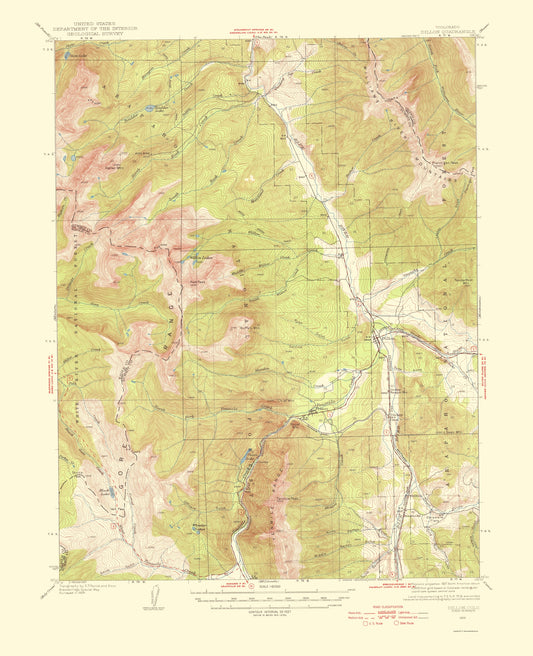 Topographical Map - Dillion Colorado Quad - USGS 1955 - 23 x 28.30 - Vintage Wall Art