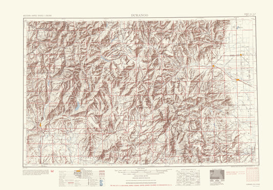 Topographical Map - Durango Colorado Sheet - USGS 1953 - 23 x 32.95 - Vintage Wall Art