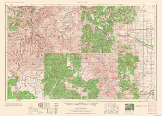 Topographical Map - Durango Colorado Quad - USGS 1953 - 32.18 x 23 - Vintage Wall Art