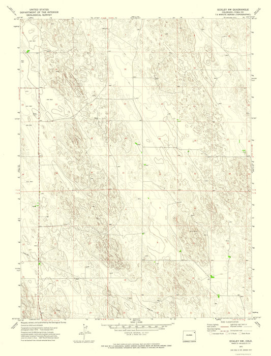 Topographical Map - Eckley Colorado North West Quad - USGS 1971 - 23 x 30.25 - Vintage Wall Art