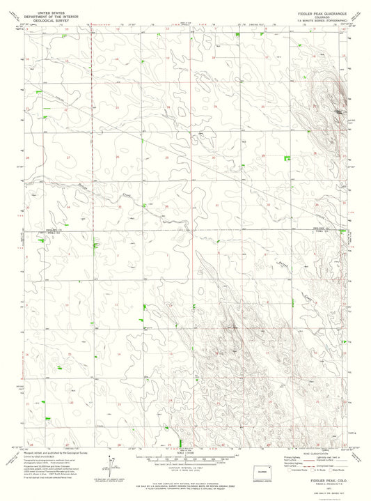 Topographical Map - Fiddler Peak Colorado Quad - USGS 1971 - 23 x 31.04 - Vintage Wall Art