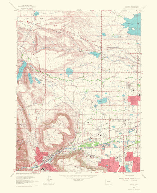 Topographical Map - Golden Colorado Quad - USGS 1967 - 23 x 28.18 - Vintage Wall Art