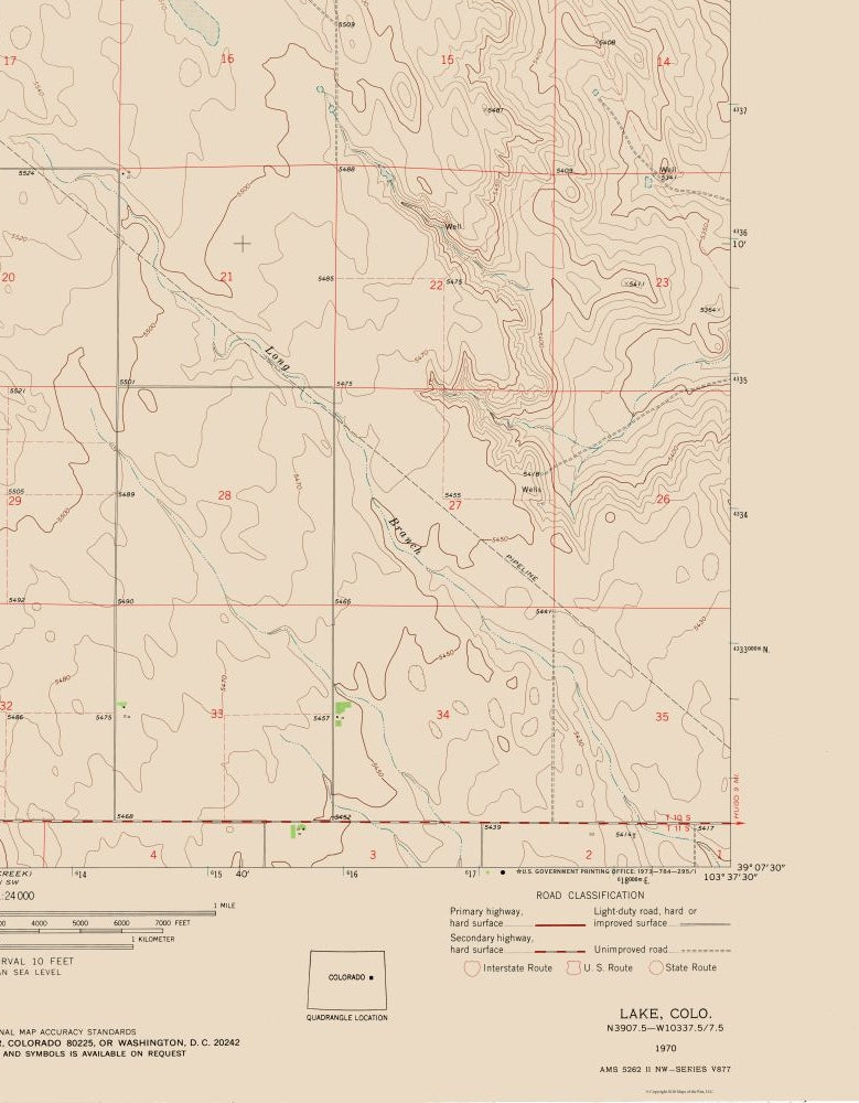 Topographical Map - Lake Colorado Quad - USGS 1970 - 23 x 29.51 - Vintage Wall Art
