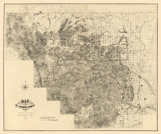 Historic County Map - Larimer County Colorado - Handy 1883 - 27.54 x 23 - Vintage Wall Art