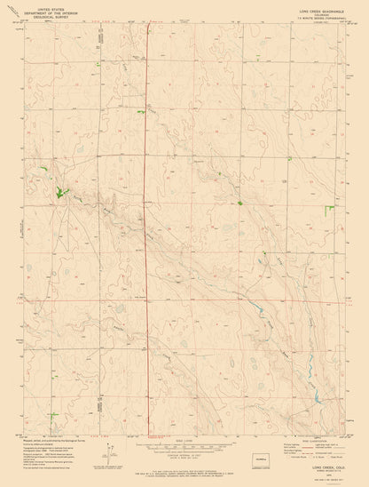 Topographical Map - Long Creek Colorado Quad - USGS 1970 - 23 x 30.31 - Vintage Wall Art