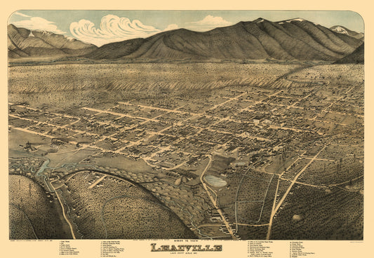 Historic Panoramic View - Leadville Colorado - Koch 1879 - 23 x 33.31 - Vintage Wall Art