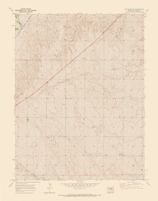 Topographical Map - Matheson North East Colorado Quad - USGS 1970 - 23 x 29.12 - Vintage Wall Art