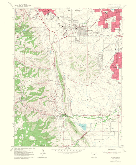 Topographical Map - Morrison Colorado Quad - USGS 1967 - 23 x 28.01 - Vintage Wall Art