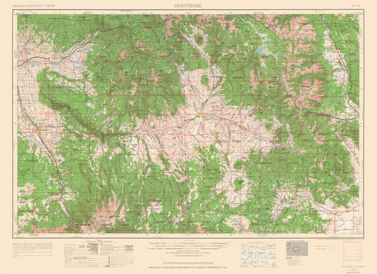 Topographical Map - Montrose Colorado Quad - USGS 1962 - 31.59 x 23 - Vintage Wall Art