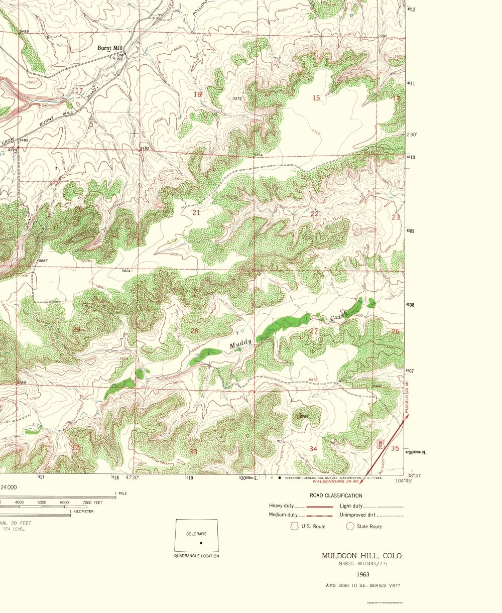 Topographical Map - Muldoon Colorado Quad - USGS 1965 - 23 x 28.08 - Vintage Wall Art