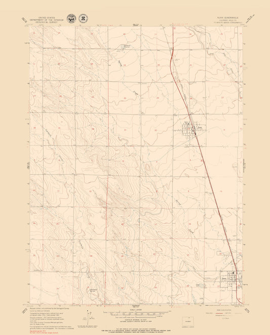 Topographical Map - Nunn Colorado Quad - USGS 1960 - 23 x 28.49 - Vintage Wall Art