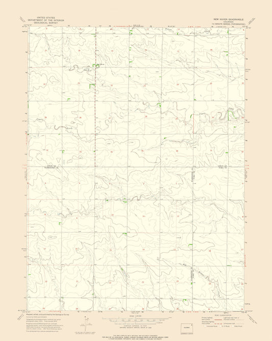 Topographical Map - New Haven Colorado Quad - USGS 1972 - 23 x 28.84 - Vintage Wall Art