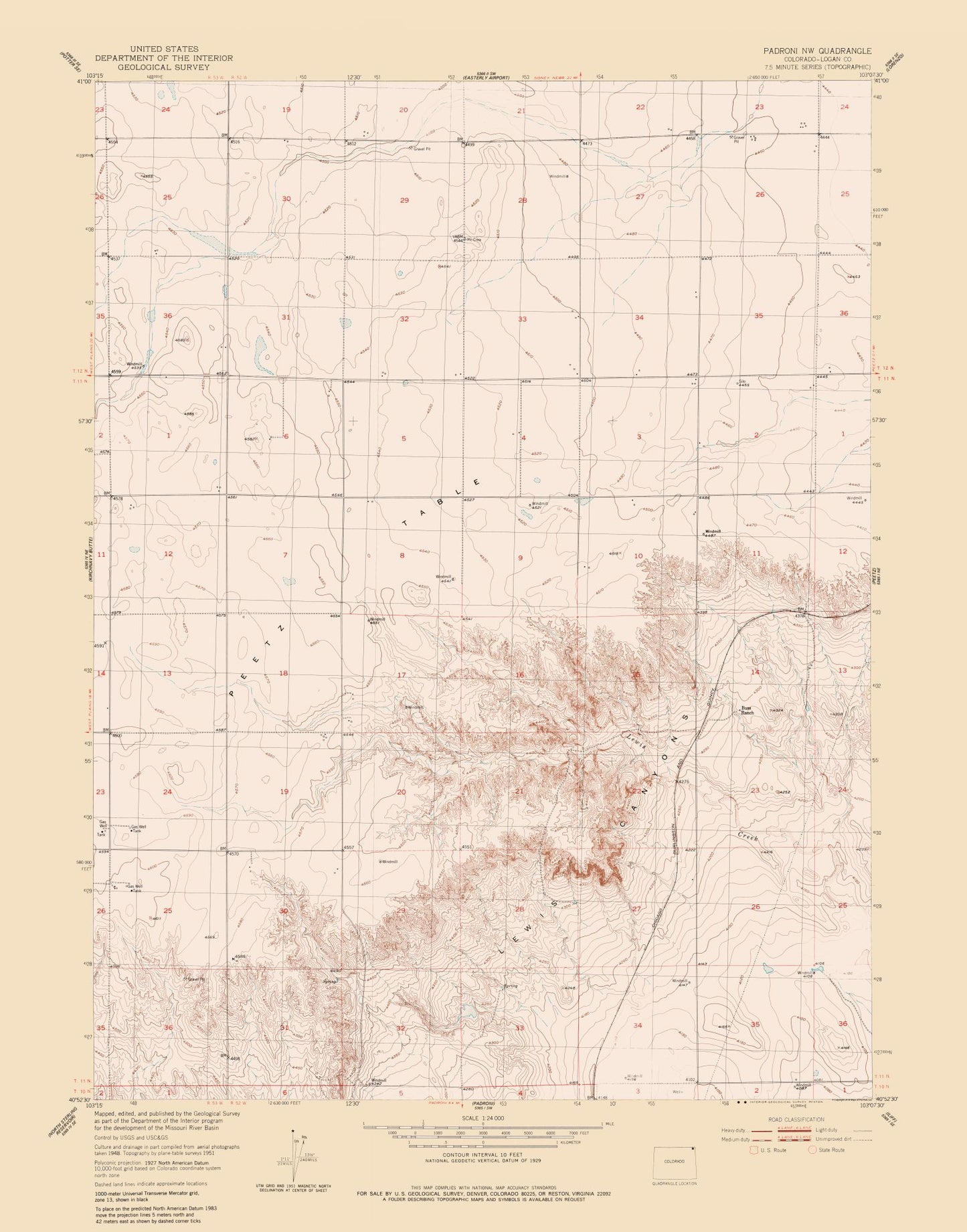Topographical Map - Padron North West Colorado Quad - USGS 1951 - 23 x 29.30 - Vintage Wall Art