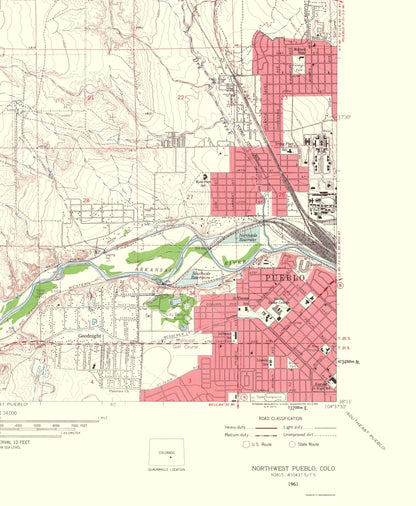 Topographical Map - Pueblo Colorado Northwest Quad - USGS 1962 - 23 x 27.98 - Vintage Wall Art
