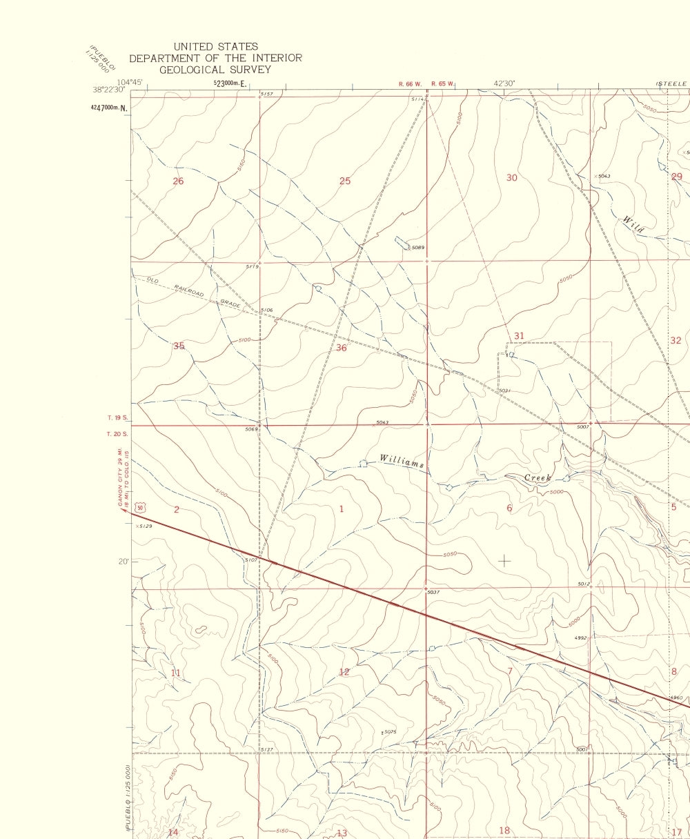 Topographical Map - Pueblo Colorado Northwest Quad - USGS 1962 - 23 x 27.98 - Vintage Wall Art