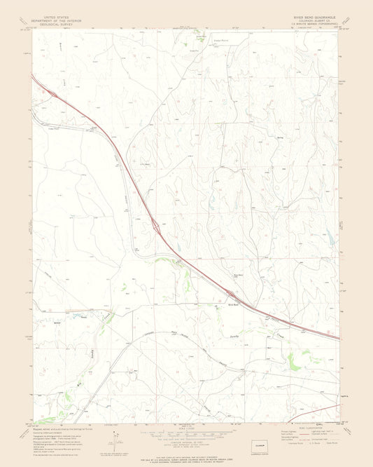 Topographical Map - River Bend Colorado Quad - USGS 1970 - 23 x 28.76 - Vintage Wall Art