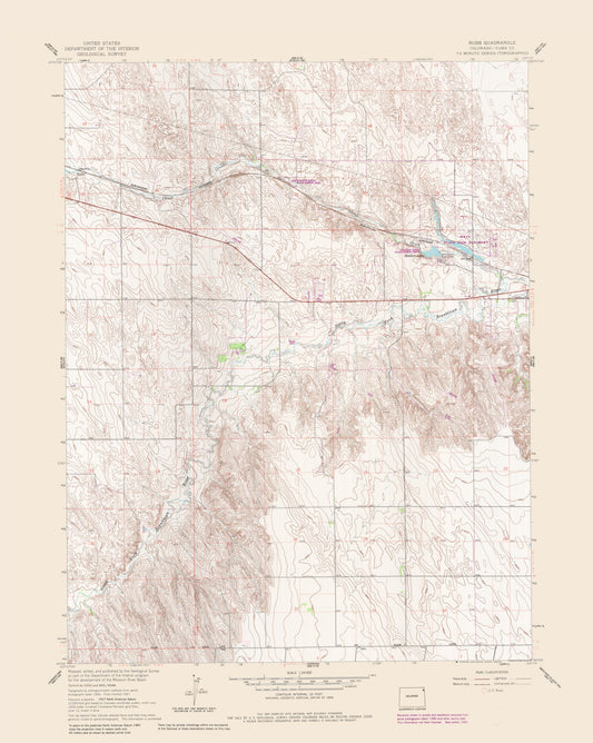 Topographical Map - Robb Colorado Quad - USGS 1961 - 23 x 28.85 - Vintage Wall Art