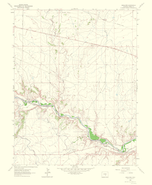 Topographical Map - Swallows Colorado Quad - USGS 1965 - 23 x 27.93 - Vintage Wall Art