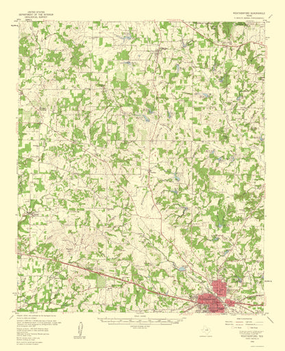 Topographical Map - Weatherford Texas Quad - USGS 1960 - 23 x 28.33 - Vintage Wall Art