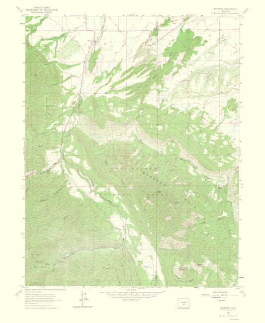 Topographical Map - Wetmore Colorado Quad - USGS 1965 - 23 x 28.09 - Vintage Wall Art