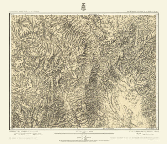 Topographical Map - Colorado Central Sheet - US Army 1879 - 23 x 26.53 - Vintage Wall Art