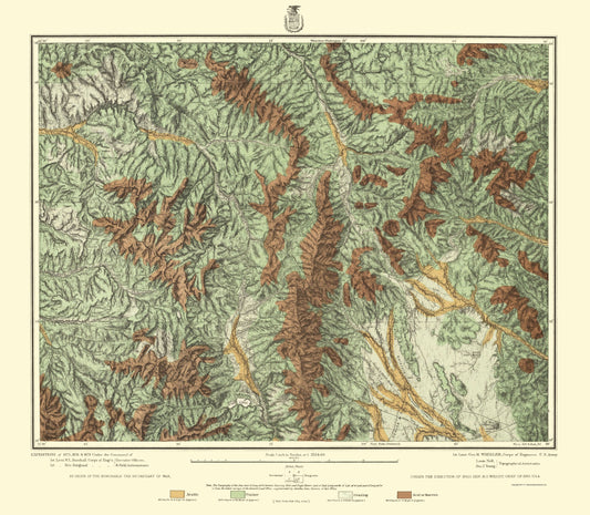 Topographical Map - Colorado Central Land Classification Sheet - US Army 1879 - 23 x 26.37 - Vintage Wall Art