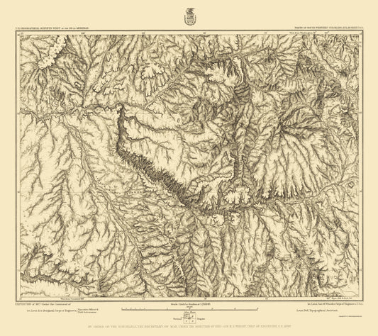 Topographical Map - Colorado Southwest Sheet - US Army 1877 - 23 x 25.87 - Vintage Wall Art