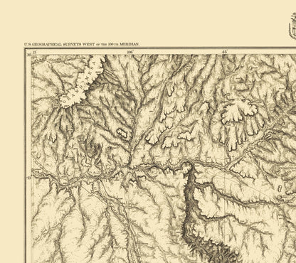 Topographical Map - Colorado Southwest Sheet - US Army 1877 - 23 x 25.87 - Vintage Wall Art