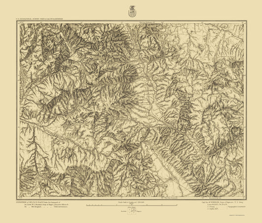 Topographical Map - Colorado Central Sheet - US Army 1879 - 23 x 27.02 - Vintage Wall Art